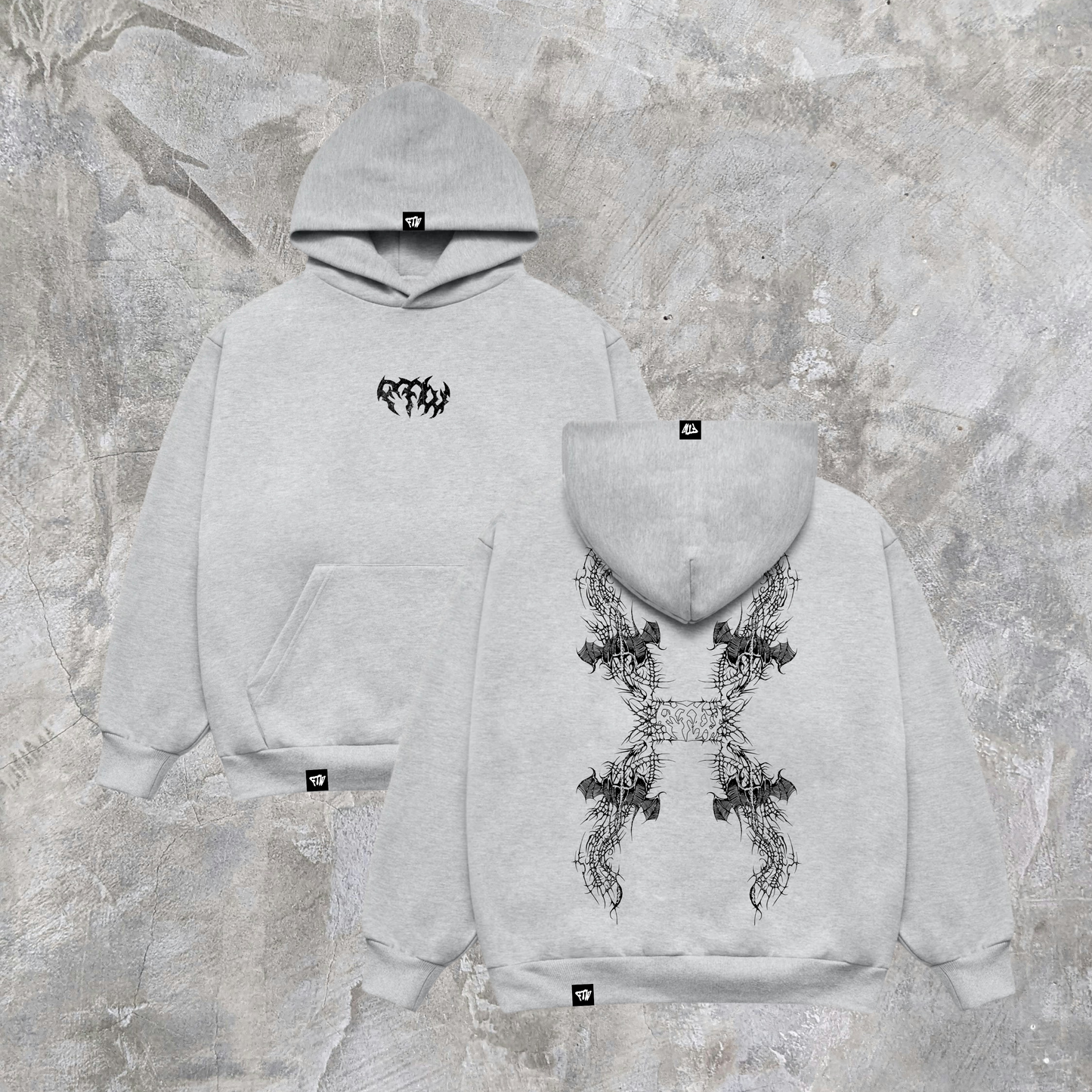 GREY CYBERLOGO HEAYWEIGHT HOODIE