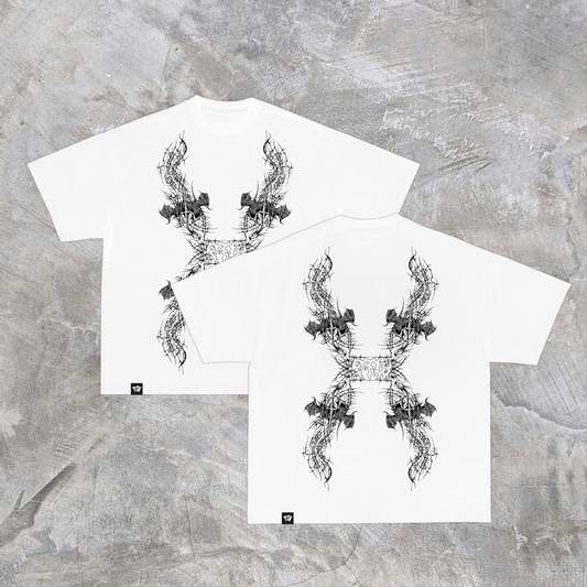 WHITE DUAL CYBERLOGO TEE